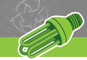 A stylized graphic of a florescent light bulb to support the tips the KB Recycling offers it's Amarillo and Canyon residential and commercial customers for being environmentally friendly.